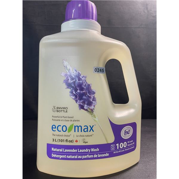1 Jug of Eco Max Powerful & Plant-Based Natural Lavender Laundry Wash - 3L/100 Loads - New