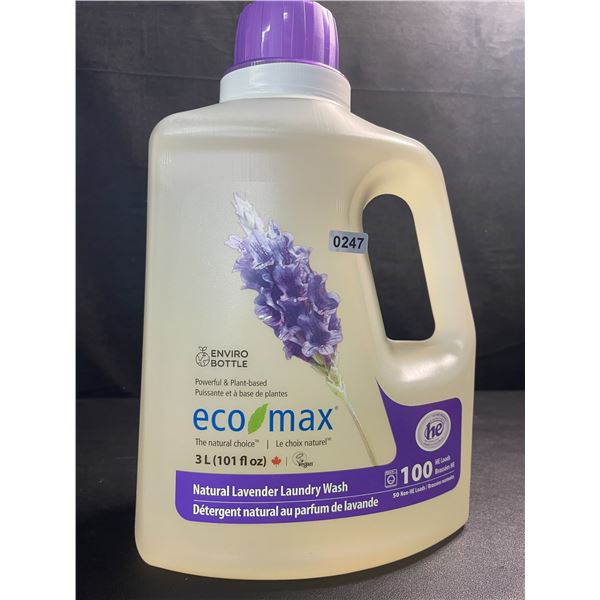 1 Jug of Eco Max Powerful & Plant-Based Natural Lavender Laundry Wash - 3L/100 Loads - New