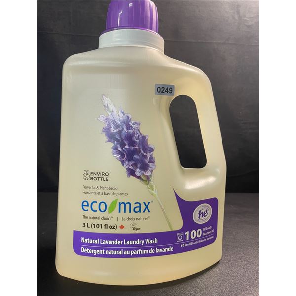 1 Jug of Eco Max Powerful & Plant-Based Natural Lavender Laundry Wash - 3L/100 Loads - New