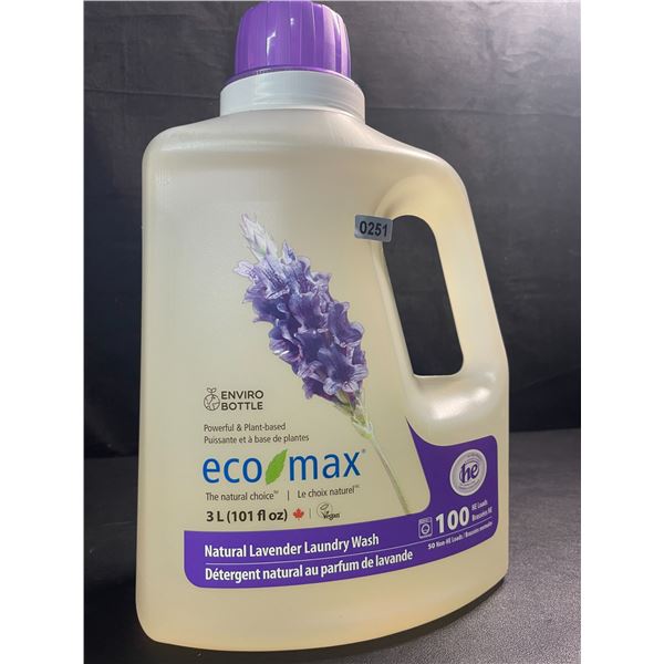 1 Jug of Eco Max Powerful & Plant-Based Natural Lavender Laundry Wash - 3L/100 Loads - New