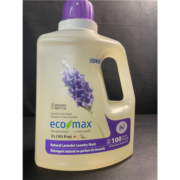 1 Jug of Eco Max Powerful & Plant-Based Natural Lavender Laundry Wash - 3L/100 Loads - New