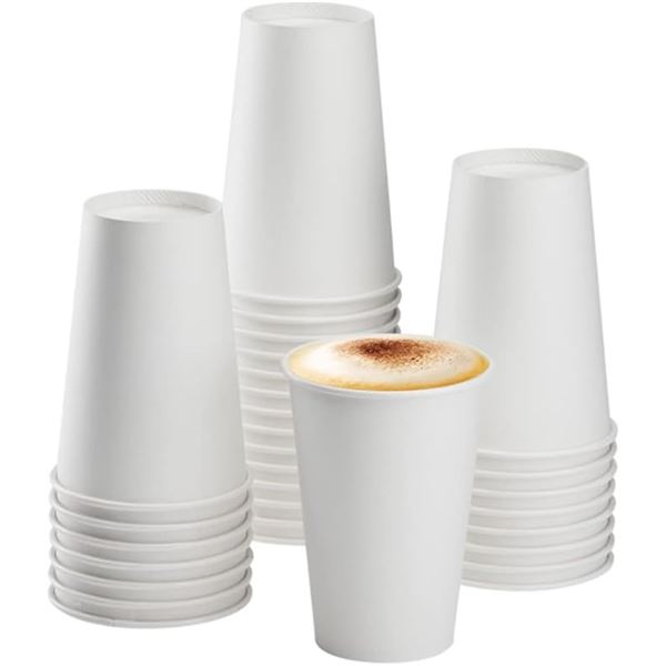 Gourmex 1000 Count Disposable White Coffee Cups - 12oz - Brand New!