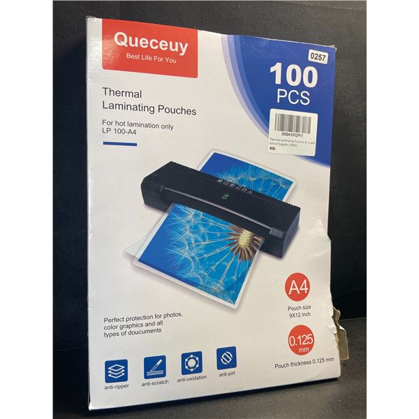 1 Pack of 9x12inch Thermal Laminating Pouches - 100PCS - New