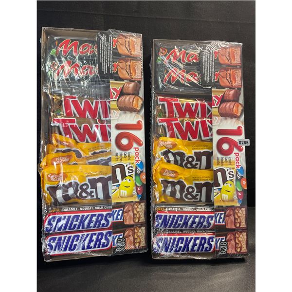 2 Packs of Assorted Chocolate Bars/Candy - 16 Per Pack - Twix - Mars - Snickers - M&M's - New