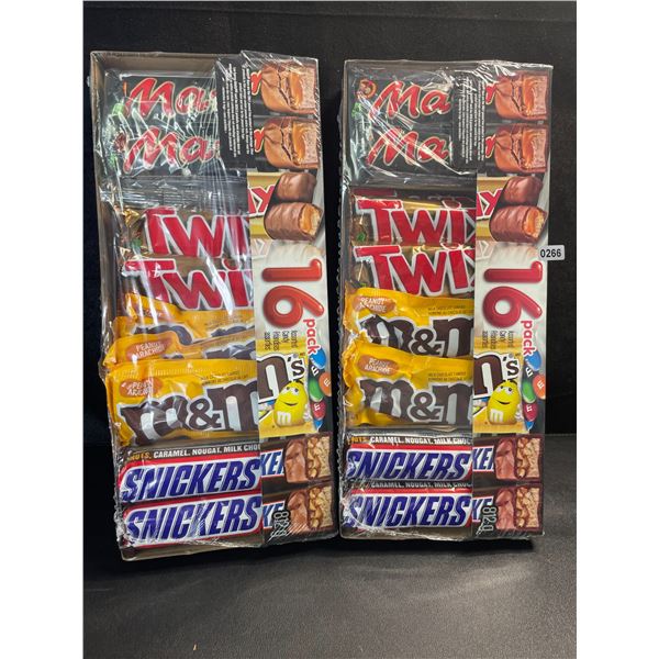 2 Packs of Assorted Chocolate Bars/Candy - 16 Per Pack - Twix - Mars - Snickers - M&M's - New