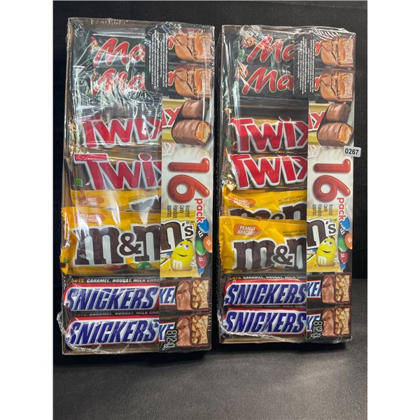 2 Packs of Assorted Chocolate Bars/Candy - 16 Per Pack - Twix - Mars - Snickers - M&M's - New