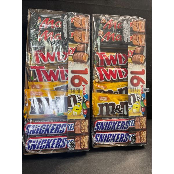 2 Packs of Assorted Chocolate Bars/Candy - 16 Per Pack - Twix - Mars - Snickers - M&M's - New