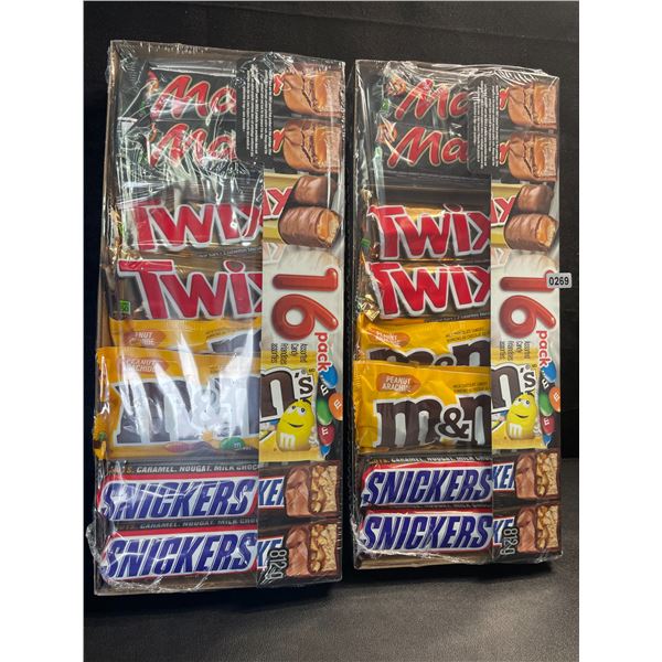 2 Packs of Assorted Chocolate Bars/Candy - 16 Per Pack - Twix - Mars - Snickers - M&M's - New