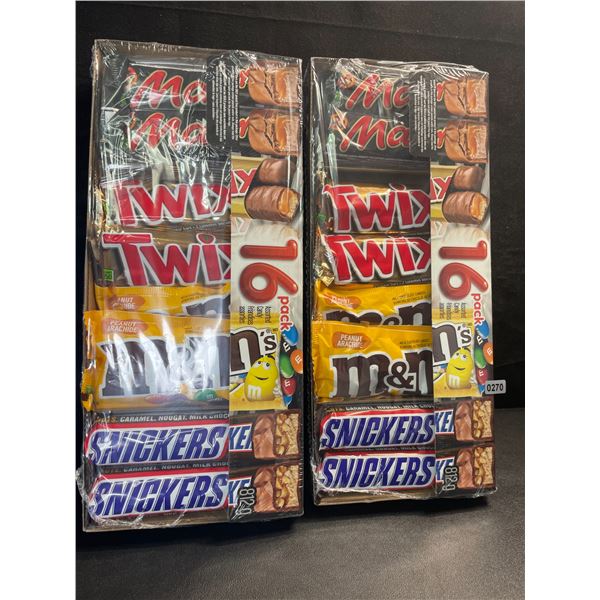 2 Packs of Assorted Chocolate Bars/Candy - 16 Per Pack - Twix - Mars - Snickers - M&M's - New