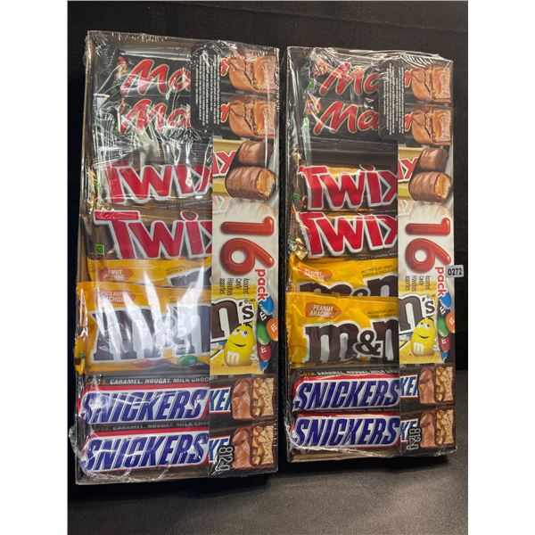 2 Packs of Assorted Chocolate Bars/Candy - 16 Per Pack - Twix - Mars - Snickers - M&M's - New