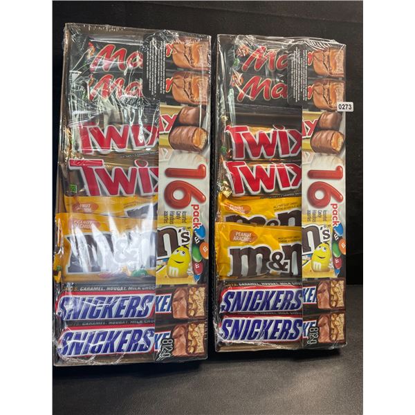 2 Packs of Assorted Chocolate Bars/Candy - 16 Per Pack - Twix - Mars - Snickers - M&M's - New