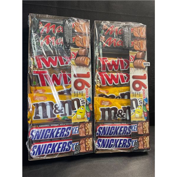 2 Packs of Assorted Chocolate Bars/Candy - 16 Per Pack - Twix - Mars - Snickers - M&M's - New