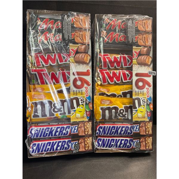 2 Packs of Assorted Chocolate Bars/Candy - 16 Per Pack - Twix - Mars - Snickers - M&M's - New