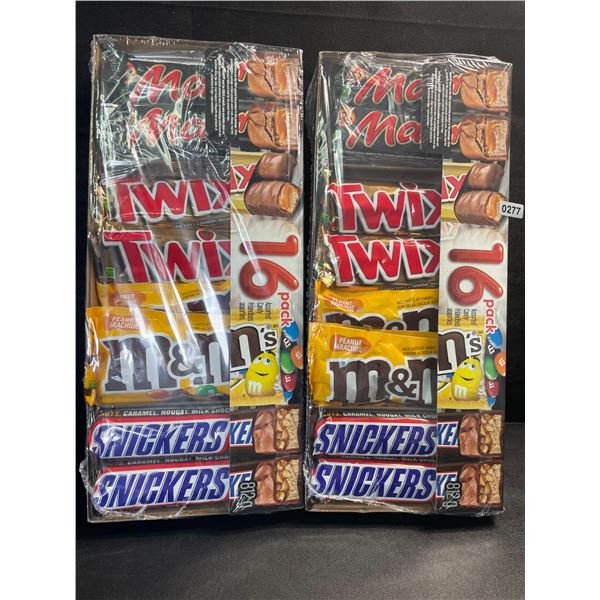 2 Packs of Assorted Chocolate Bars/Candy - 16 Per Pack - Twix - Mars - Snickers - M&M's - New