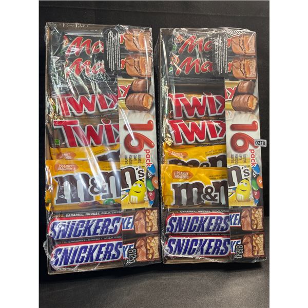 2 Packs of Assorted Chocolate Bars/Candy - 16 Per Pack - Twix - Mars - Snickers - M&M's - New