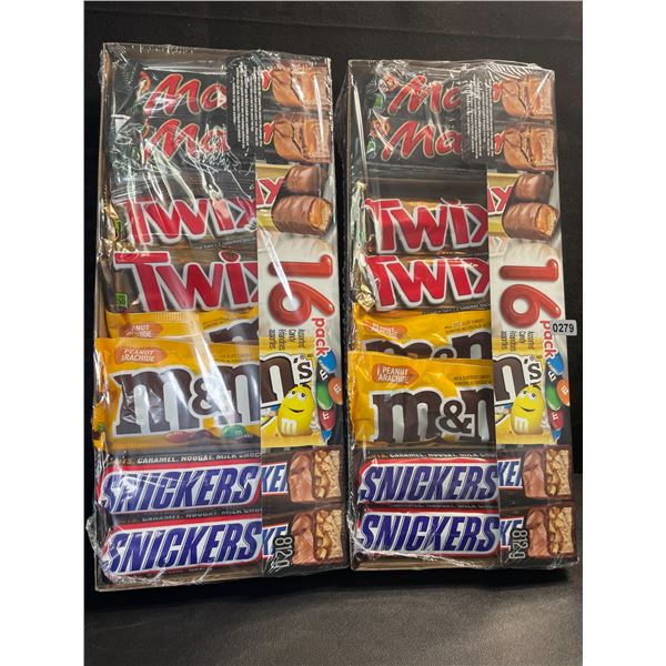 2 Packs of Assorted Chocolate Bars/Candy - 16 Per Pack - Twix - Mars - Snickers - M&M's - New