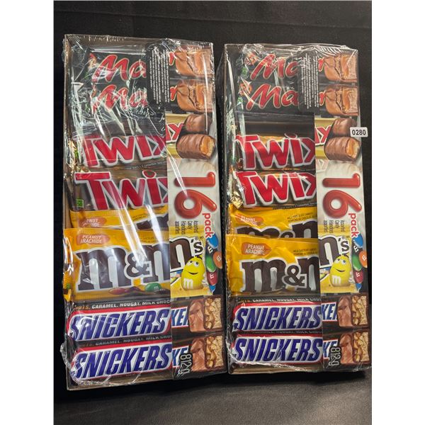 2 Packs of Assorted Chocolate Bars/Candy - 16 Per Pack - Twix - Mars - Snickers - M&M's - New