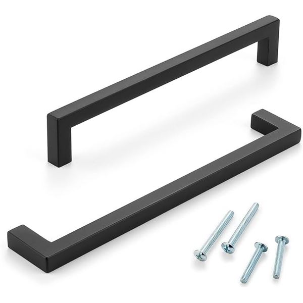 1 Box of Askano High-Quality Cabinet Handles - Pack of 10 - Black - Brand New