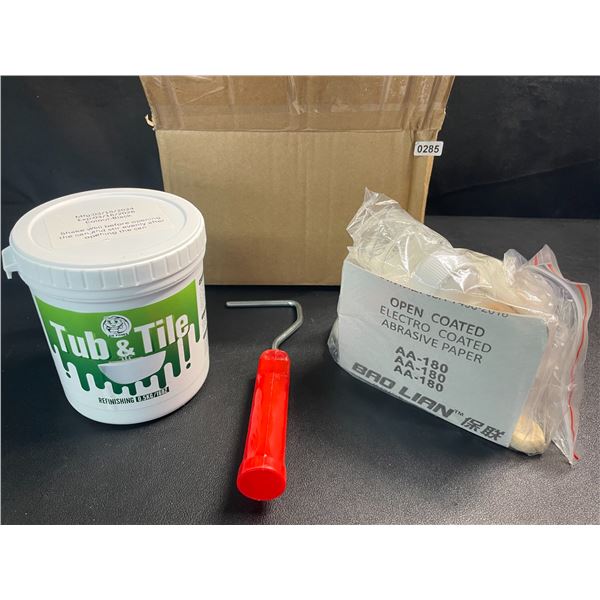 1 SixFoxes Tub & Tile Paint Set (With Tools) - 16oz Black - For Resurfacing - Brand New