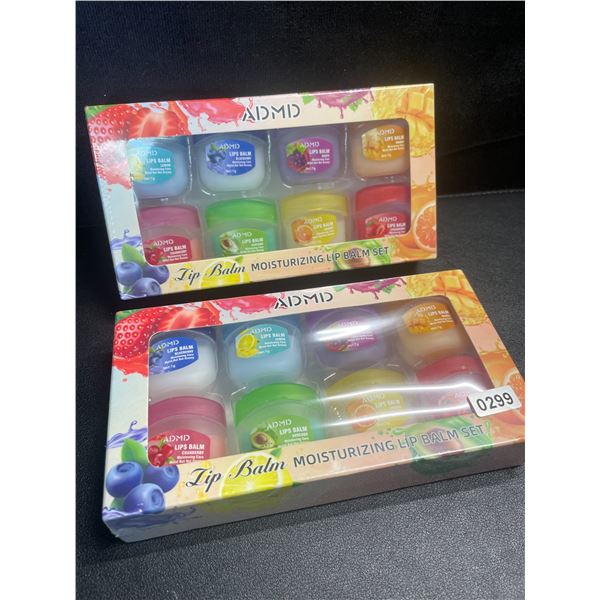 2 Moisturizing Lip Balm Pot Sets - Assorted Fruit Flavours - 8 Per Pack - New Sealed