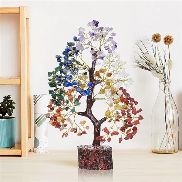 2 Seven Chakra Crystal/Artificial Meditation Chakra Crystal Healing Trees for Home Decor - New