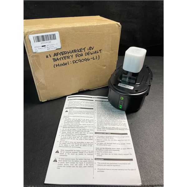 1 Aftermarket 18V 6.5Ah Battery for Dewalt Power Tools (Model: DC9096-LI) - New