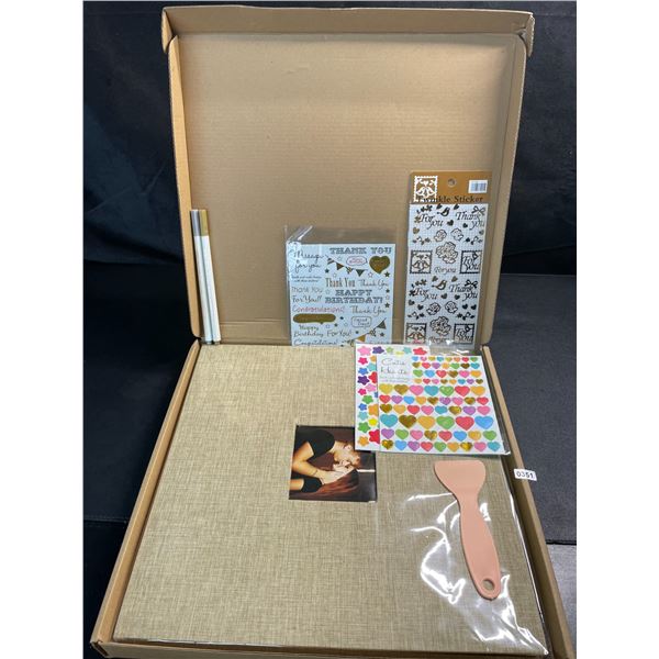 1 Large Linen Cover Self-Adhesive Photo Album/Scrapbook - Khaki - 32x33cm; 20 Sheets/40 Pages - New