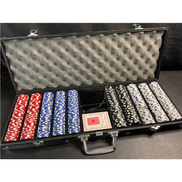 1 Poker Chip Set in Aluminum Case - Large/Heavy - Used; Great Shape!