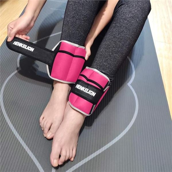 1 Box of Henkelion 3LB Adjustable Ankle Weights (2PCs Included in Box/6LB Total) - Pink - New