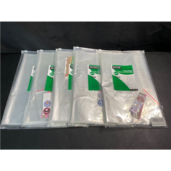 5 Packs of Clear Cellophane Storage Bags (12” x 17”) - 25PCS Each - Great for Craf