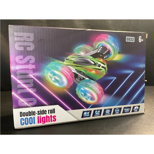 1 Light-Up RC Stunt Car - Double-Sided Fast Flips/Rolls RC Car w/ Wheel Lights & Headlights - New
