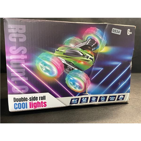 1 Light-Up RC Stunt Car - Double-Sided Fast Flips/Rolls RC Car w/ Wheel Lights & Headlights - New