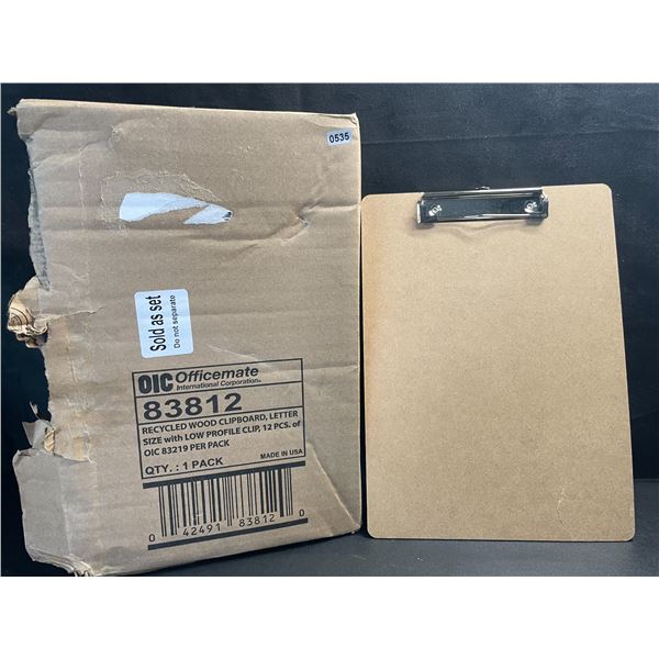 Box of 12 Wooden Clipboards - Letter Size - New in Box