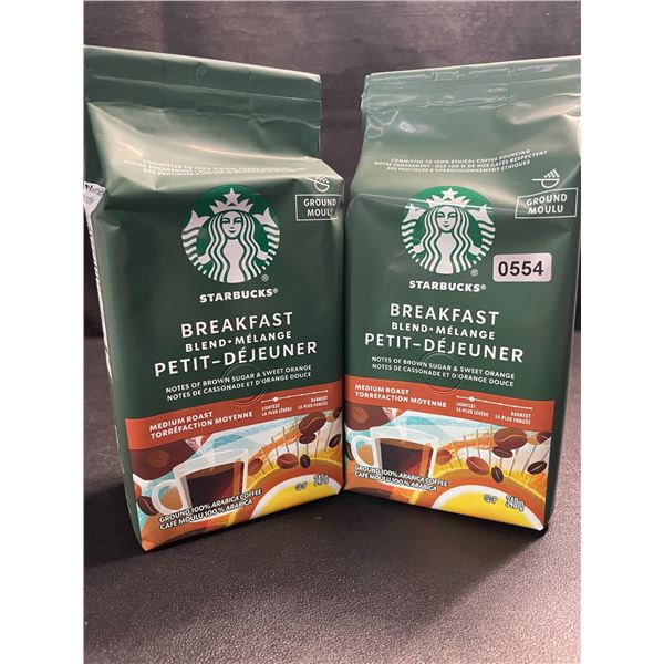 2 Bags of Starbucks Breakfast Blend Medium Roast Ground Arabica Coffee - 340g Each - New