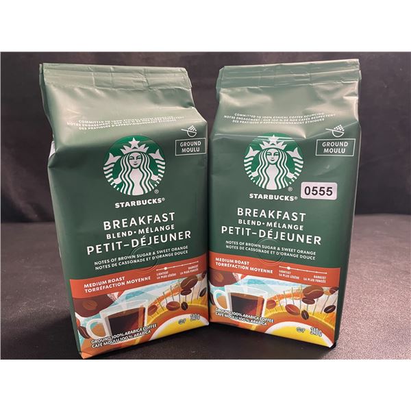 2 Bags of Starbucks Breakfast Blend Medium Roast Ground Arabica Coffee - 340g Each - New
