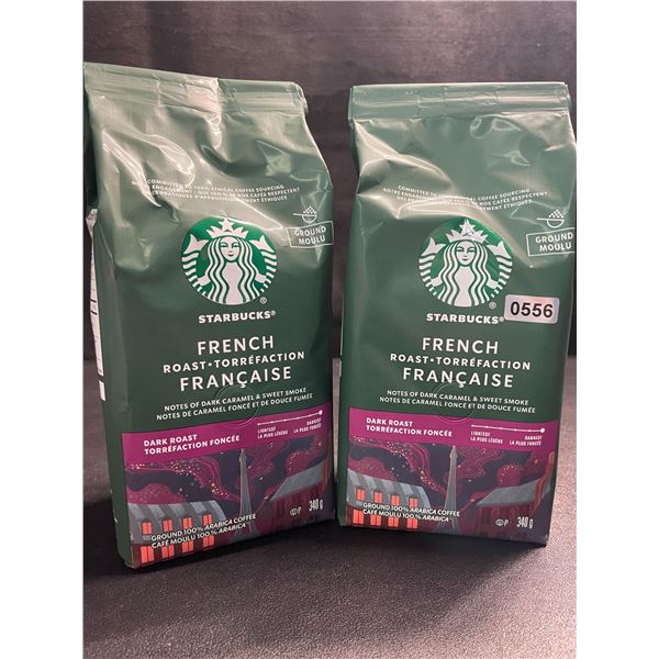 2 Bags of Starbucks French Roast Dark Roast Ground Arabica Coffee - 340g Each - New
