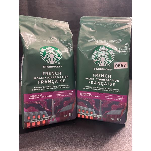 2 Bags of Starbucks French Roast Dark Roast Ground Arabica Coffee - 340g Each - New