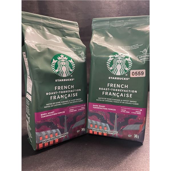 2 Bags of Starbucks French Roast Dark Roast Ground Arabica Coffee - 340g Each - New