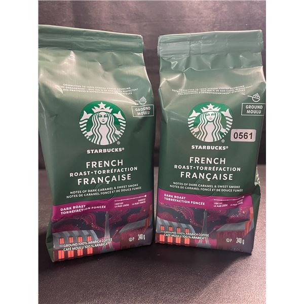 2 Bags of Starbucks French Roast Dark Roast Ground Arabica Coffee - 340g Each - New