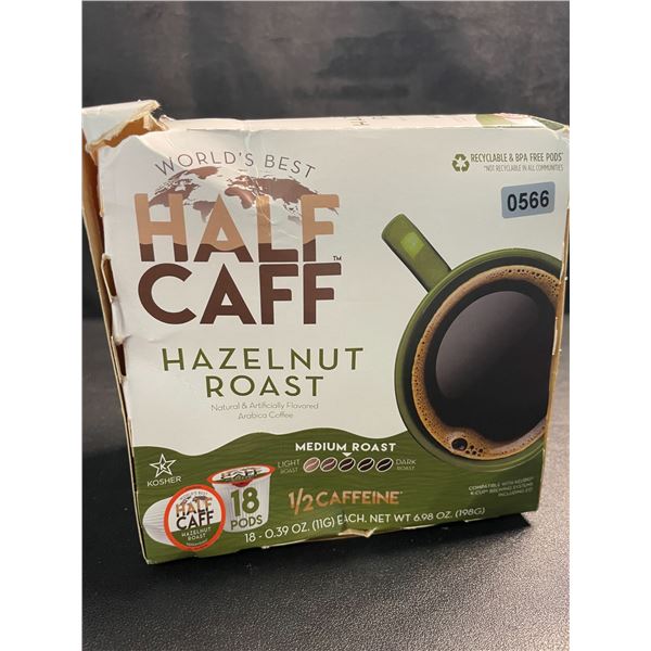 1 Box of World's Best Half Caff Hazelnut Roast Medium Roast Keurig K-Cup Pods - 18 Pods - New