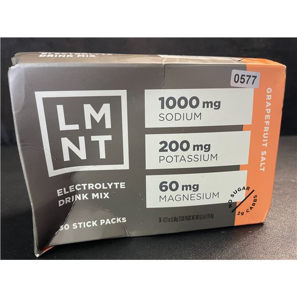 1 Box of LMNT Zero Sugar Electrolyte Drink Mix - Grapefruit Salt - 30 Stick Packs (BB: 10/2025) New