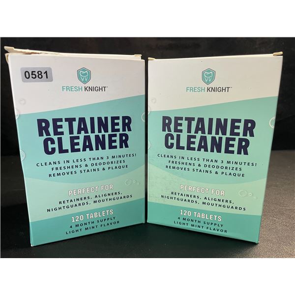 2 Boxes of Fresh Knight Retainer/Denture Cleaner Tablets - 120 Tablets Per Box - New