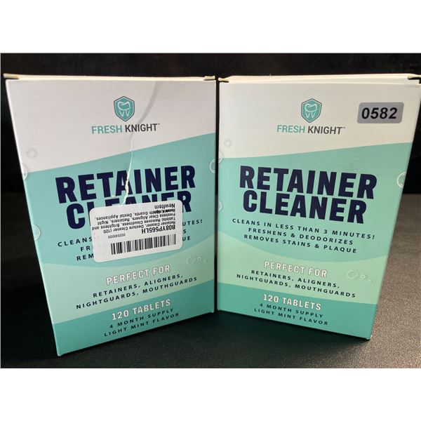 2 Boxes of Fresh Knight Retainer/Denture Cleaner Tablets - 120 Tablets Per Box - New