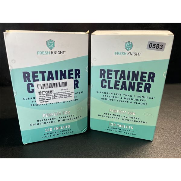 2 Boxes of Fresh Knight Retainer/Denture Cleaner Tablets - 120 Tablets Per Box - New