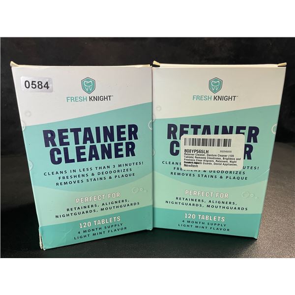 2 Boxes of Fresh Knight Retainer/Denture Cleaner Tablets - 120 Tablets Per Box - New