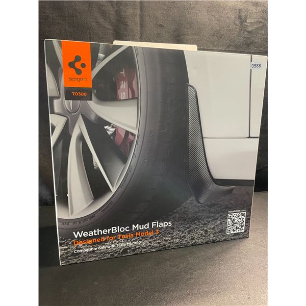 1 Box of Spigen WeatherBloc Mud Flaps for Tesla Model 3 - Carbon Design - Brand New