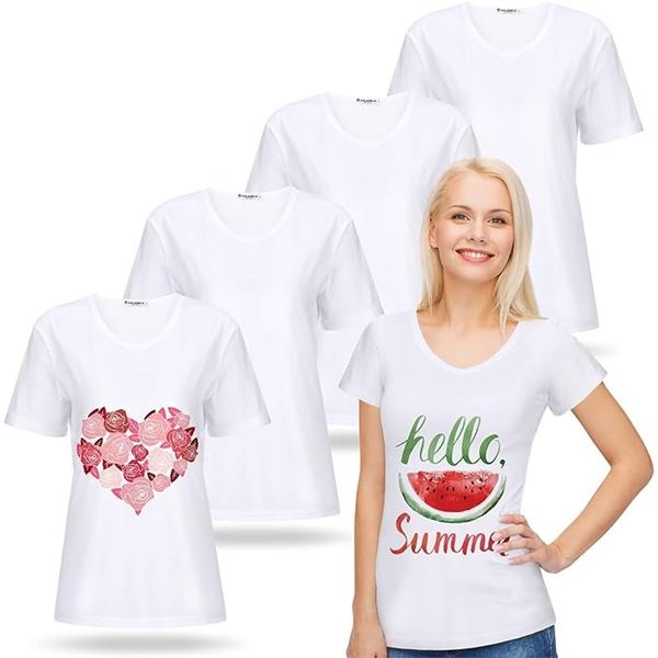 Pack of 4 Women's Short Sleeve T-Shirts for Sublimation/Custom Shirt Printing - Size Small - New
