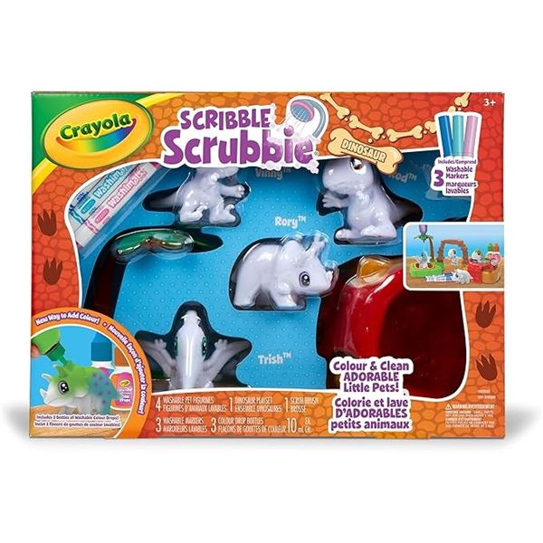 1 Crayola Scribble Scrubbie Dinosaur Set - Colour & Clean Adorable Pets (For Ages 3+) - Brand New!