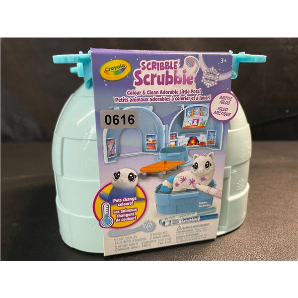 1 Crayola Scribble Scrubbies Pets Arctic Igloo Play Set- Colour & Clean Adorable Little Pets - New!