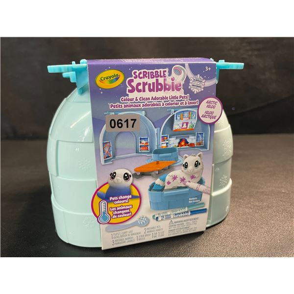 1 Crayola Scribble Scrubbies Pets Arctic Igloo Play Set- Colour & Clean Adorable Little Pets - New!